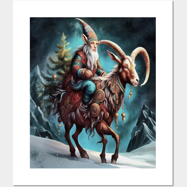 Julbocken Yule Goat And Tomte Scandanavian Mythology Wall Art by taiche